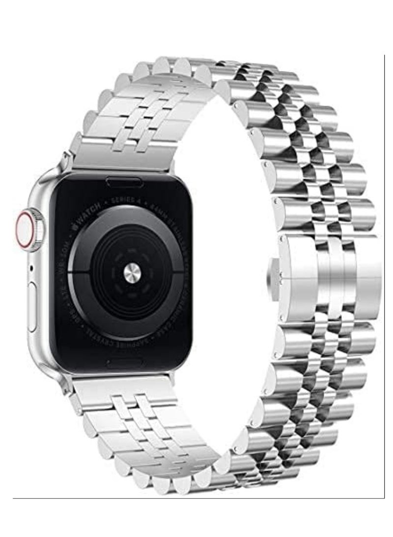 ELTRAZONE Compatible with Apple Watch Band 41mm 40mm 38mm, Stainless Steel Heavy Band with Butterfly Folding Clasp Link Bracelet for iWatch Series8/7/6/ SE Series 5/4/3/Men Women, - Image 1