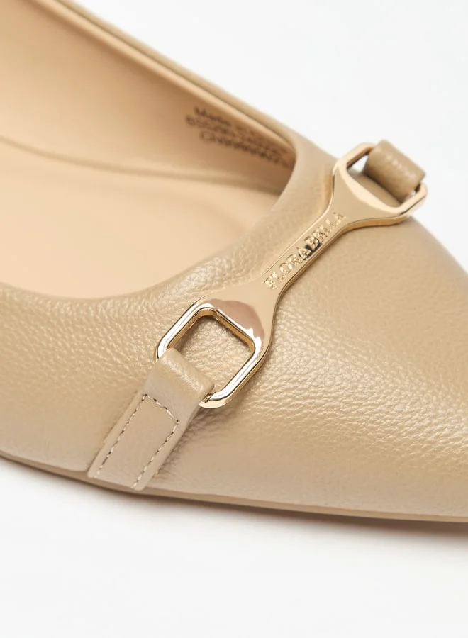 Flora Bella By Shoexpress Women's Textured Metal Accent Slip-On Ballerina Shoes