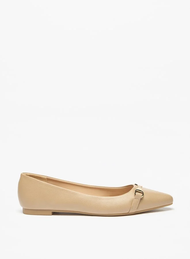 Flora Bella By Shoexpress Women's Textured Metal Accent Slip-On Ballerina Shoes