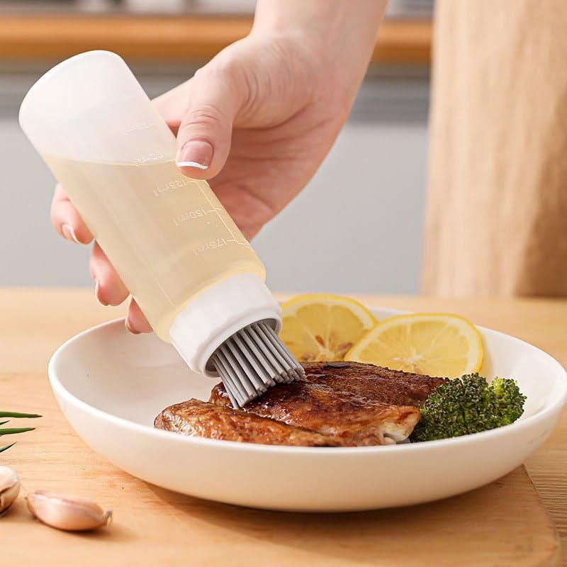 Nityasiddh 350ML Silicone Brush Oil Bottle Oil Applicator Brush Bottle Heat Resistant Silicone Oil Dispenser Brush Oil Bottle for Kitchen Cooking Roasting Baking Grilling