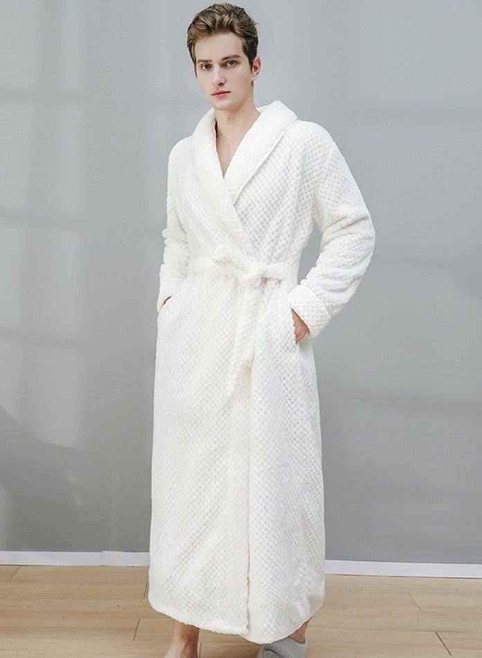 إسكدنيا جنس واحد الشتاء طويل سميكة الشعاب المرجانية الصوف رداء حمام بيجاما مع الحزام الأبيض - Image 1