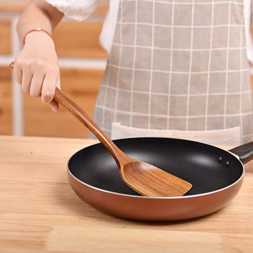 Mary Paxton Teak Kitchen Utensils Set,Slotted Spoon+Flat Spatula+Wok Spatula Kit,Kitchenware Nonstick Pan Fryer Pot Cookware Wooden Kitchen Utensil Set Natural Handcrafted Cutlery Kitchen Tool for Cooking - Image 3
