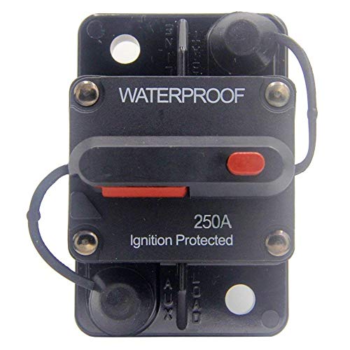 ANJOSHI 250 Amp Circuit Breaker 30A-300A with Manual Reset Waterproof Inline Fuse Inverter for Marine Trolling Motors Boat ATV Manual Power 12V-48VDC - Image 1