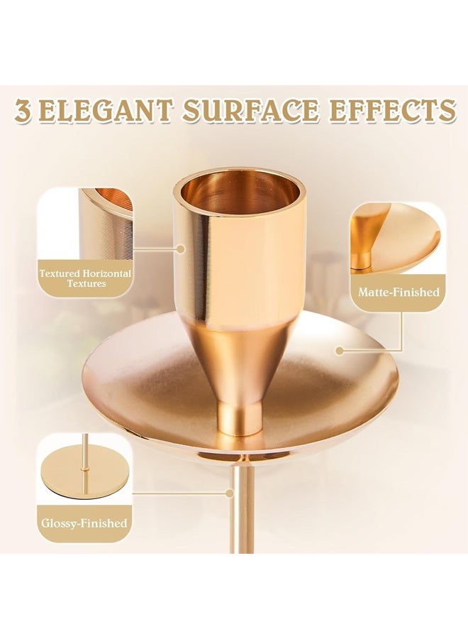 DUNISO 3 Pcs Candlestick Holders，Taper Candle Holders, French Gold Candlestick Holders with Drip Protectors, Iron Taper Candle Holder for Home Fall Christmas Dining Table Decor, Wedding Party Pillar Candle，Gold  - Image 4