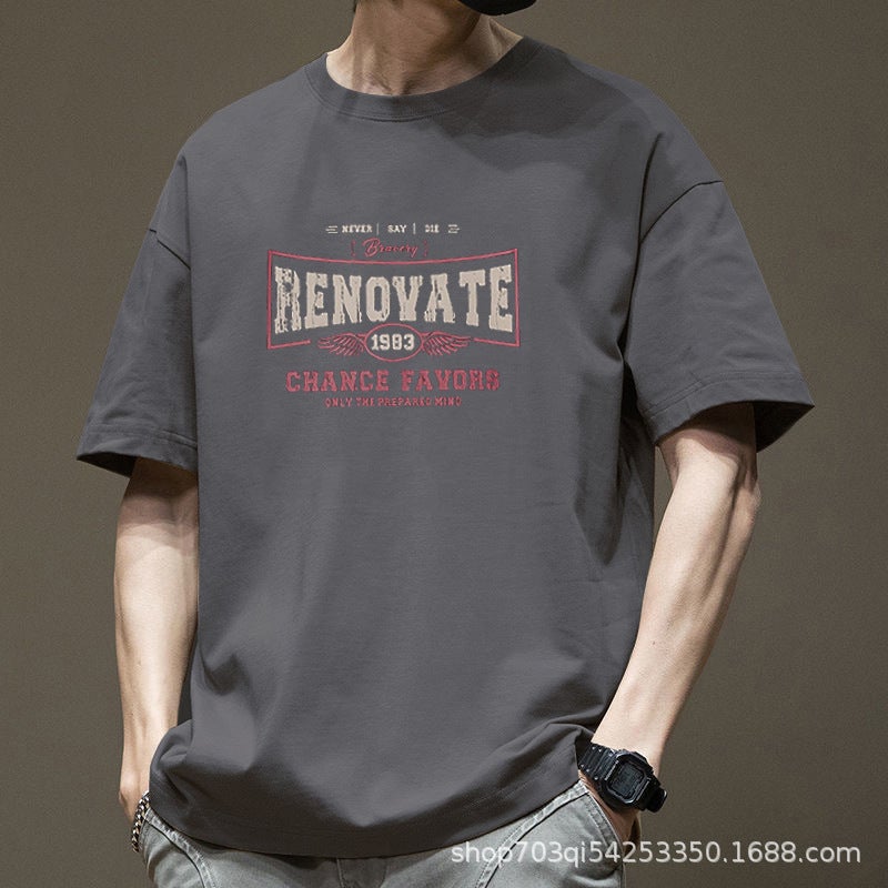 Pure Cotton Short-Sleeved T-Shirt for Men 2023 New Summer Large Size Men's Korean Style Loose Round Neck Half-Sleeved Couple Tops - Image 5