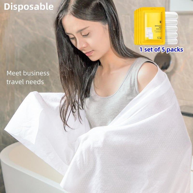 JDLYEVER Travel Disposable Bath Towels, Hotel Disposable Towels, Face Towels, Business Trip Disposables, Hygienic Personal Care, Ultra-Absorbent Material, Space-Saving, Soft On Skin, 5 Pack 70*140cm - Image 5
