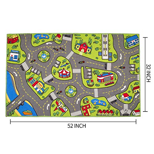 MAPIXO Large Kids Carpet Playmat Rug 52 x 32 with Non-Slip Backing, City Life Play Mat for Playing with Car Toy, Game Area for Baby Toddler Kid Child Educational Learn Road Traffic in Bedroom, Classroom - Image 3