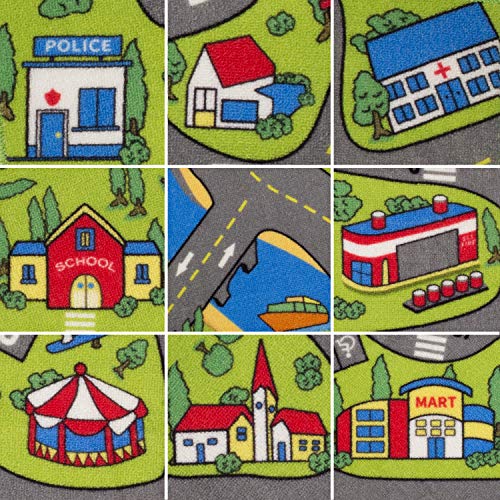MAPIXO Large Kids Carpet Playmat Rug 52 x 32 with Non-Slip Backing, City Life Play Mat for Playing with Car Toy, Game Area for Baby Toddler Kid Child Educational Learn Road Traffic in Bedroom, Classroom - Image 4
