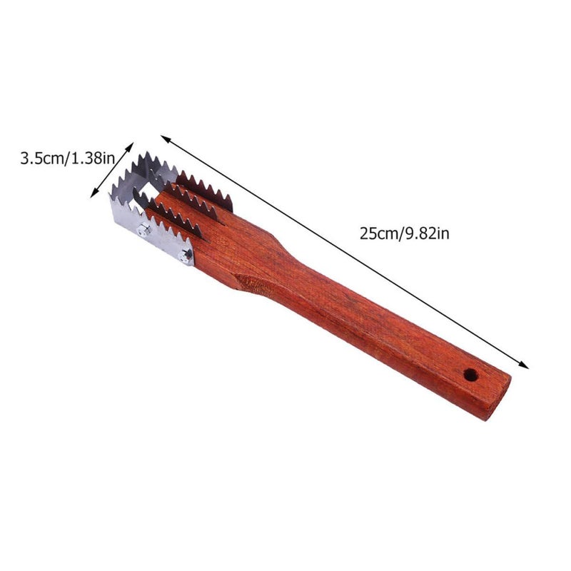 2 Pack Redwood Fish Scale Scraper Brush Kitchen Tool Seafood Cleaning - Image 3