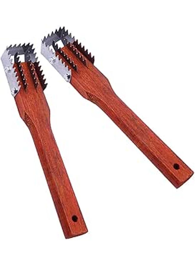 2 Pack Redwood Fish Scale Scraper Brush Kitchen Tool Seafood Cleaning - Image 1