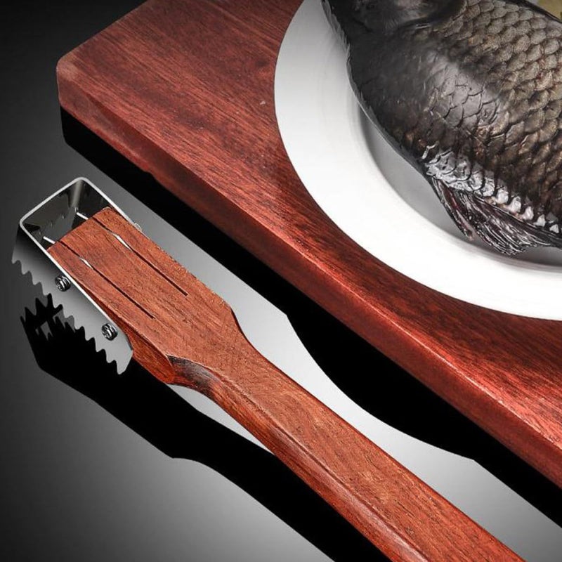 2 Pack Redwood Fish Scale Scraper Brush Kitchen Tool Seafood Cleaning - Image 5