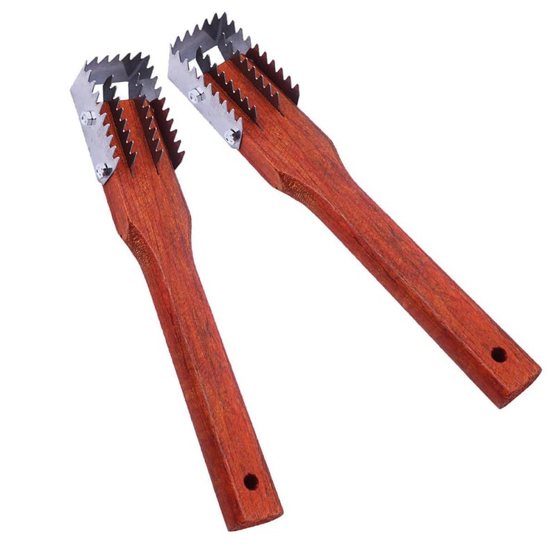 2 Pack Redwood Fish Scale Scraper Brush Kitchen Tool Seafood Cleaning - Image 2