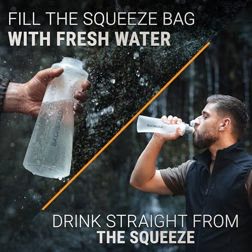 BACHGOLD Portable Water Filter for Camping – Bachgold Squeeze Foldable Bottle | Ultralight Backpacking Filtration for Hiking, Survival & Emergency | Dual-Stage Filtration, Swiss Design (White, 33.8 Oz) - Image 4