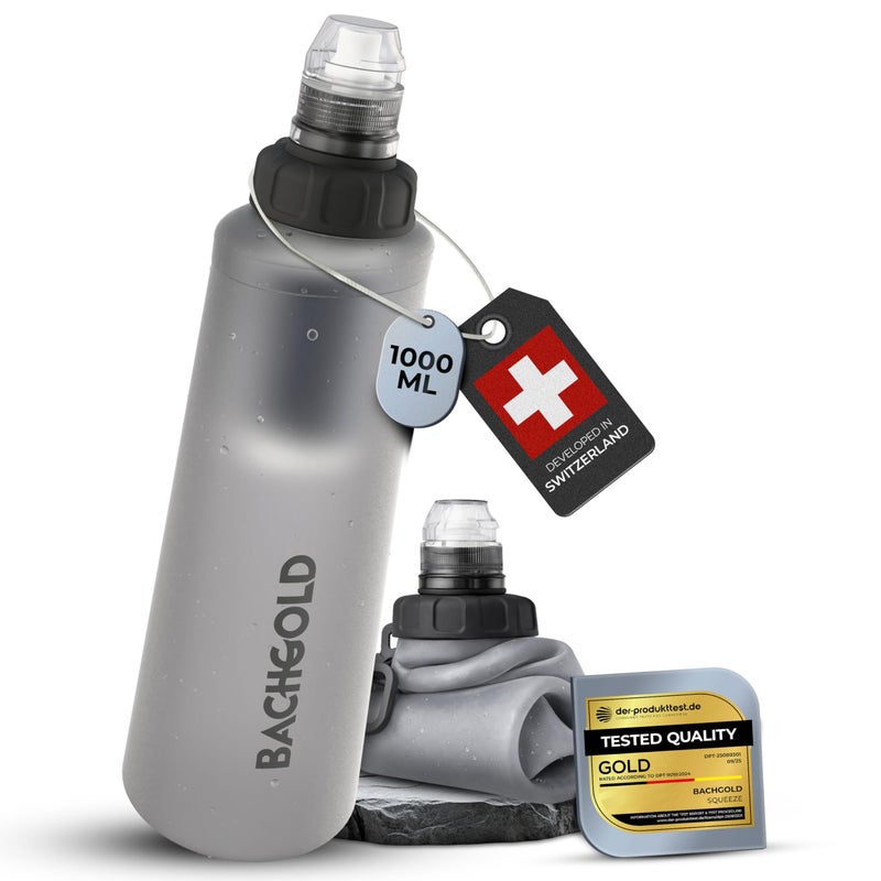 BACHGOLD Portable Water Filter for Camping – Bachgold Squeeze Foldable Bottle | Ultralight Backpacking Filtration for Hiking, Survival & Emergency | Dual-Stage Filtration, Swiss Design (White, 33.8 Oz) - Image 2