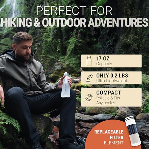 BACHGOLD Portable Water Filter for Camping – Bachgold Squeeze Foldable Bottle | Ultralight Backpacking Filtration for Hiking, Survival & Emergency | Dual-Stage Filtration, Swiss Design (White, 33.8 Oz) - Image 5