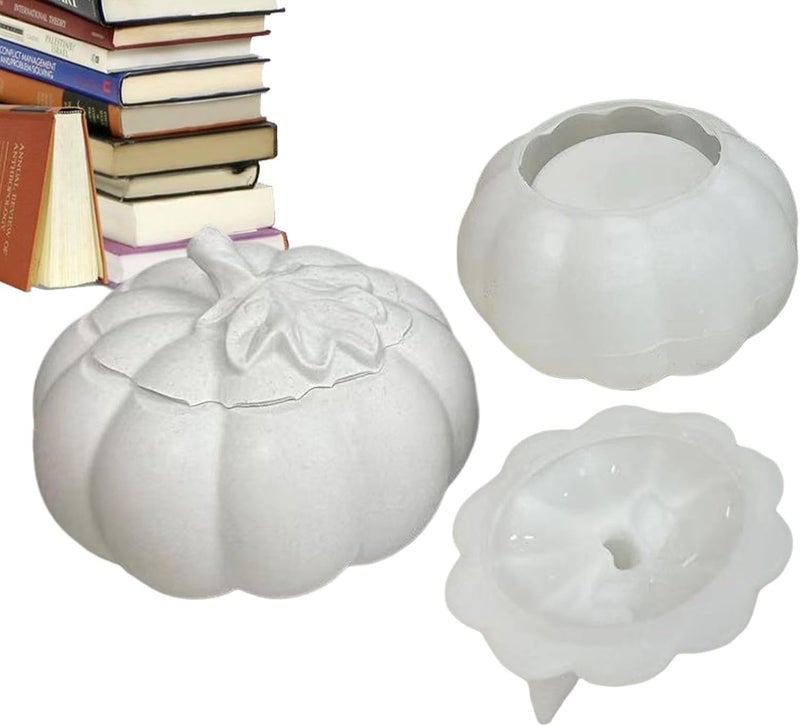 FirstTry FirstTry Candles Holders Resin Mold I Pumpkin Shape Concrete Silicone Epoxy Casting Jar Mould with Lid I for DIY Handmade Necklace Art Crafts Jewelry Storage Box Ring Trinket Container Home Décor (A) - Image 4