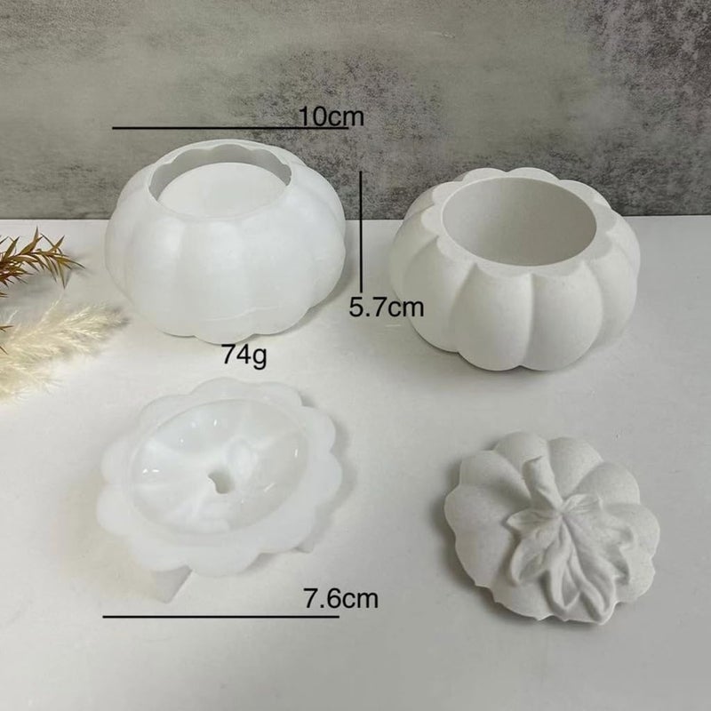 FirstTry FirstTry Candles Holders Resin Mold I Pumpkin Shape Concrete Silicone Epoxy Casting Jar Mould with Lid I for DIY Handmade Necklace Art Crafts Jewelry Storage Box Ring Trinket Container Home Décor (A) - Image 3