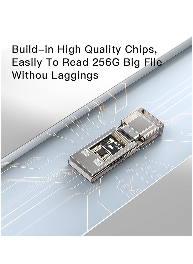 يسيدو - يسيدو GS21 بطاقة ريدر متعددة الوظائف USB 2.0 Type-C إلى USB و TF قارئ بطاقة محول OTG - فضي - Image 1