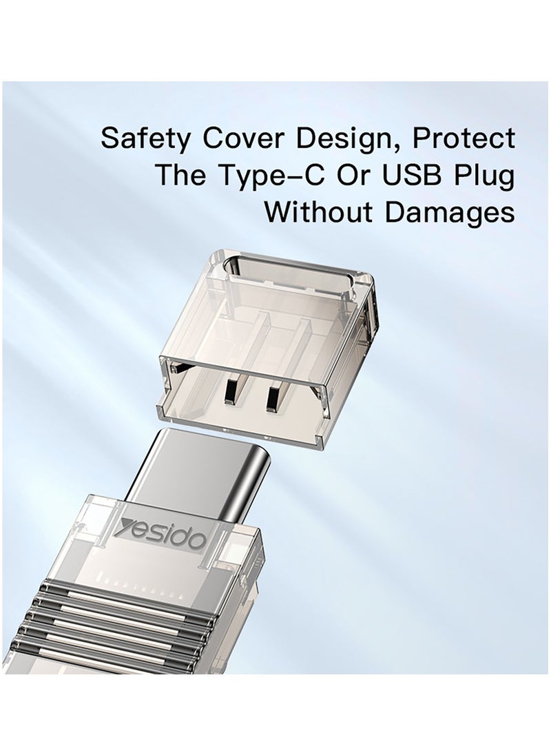 يسيدو - يسيدو GS21 بطاقة ريدر متعددة الوظائف USB 2.0 Type-C إلى USB و TF قارئ بطاقة محول OTG - فضي - Image 1