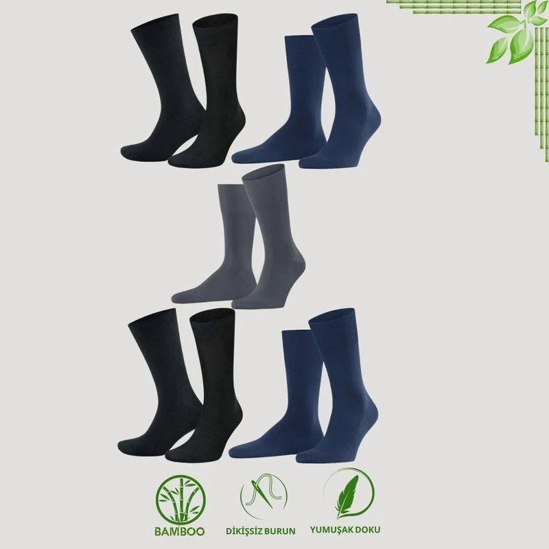 Kral Socks Premium Busines (5 Pairs) Classic Long Length Seasonal Seamless Men's Bamboo Socket Socks