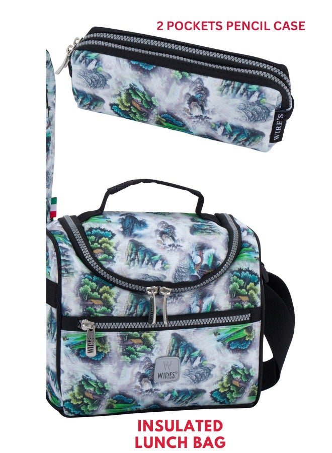 Wires 3 Piece Kids School Trolley Bag laptop compartment 8 Wheels With Lunch bag u0026 Pencil Case - Image 5