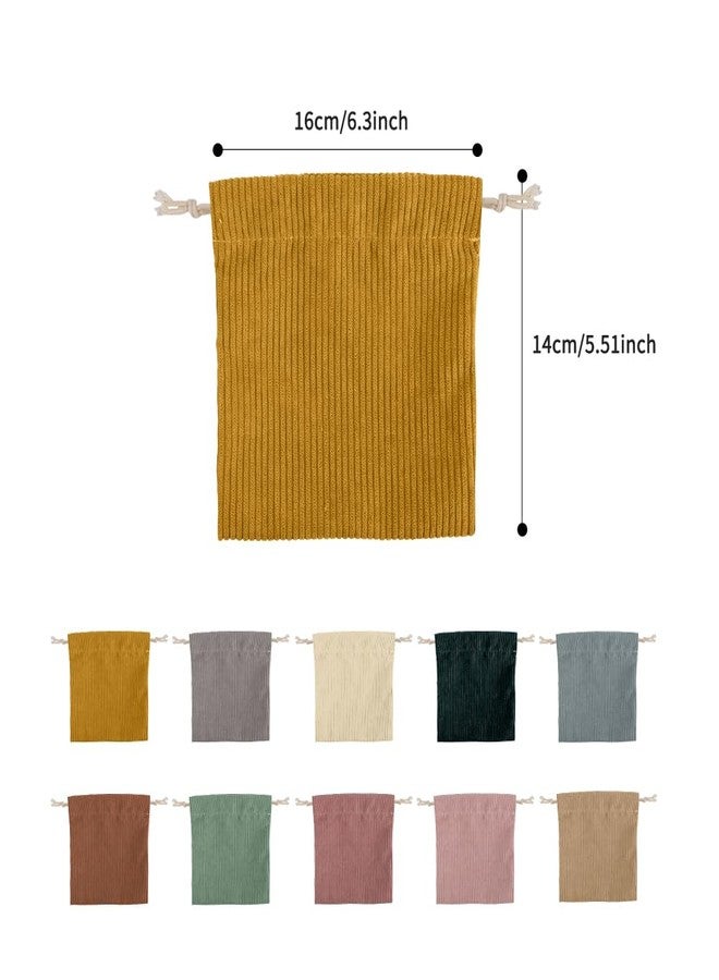 VIOCIWUO Mini Corduroy Drawstring Bag 10Pcs, Small Makeup Bag Portable Small Pocket Cosmetic Bag For Women Travel Storage Cosmetics Headphones Jewelry - Image 2