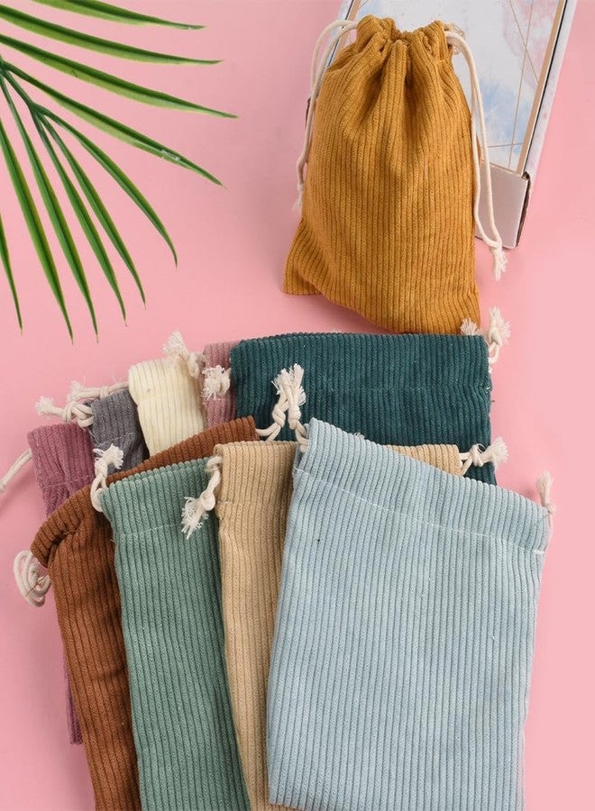 VIOCIWUO Mini Corduroy Drawstring Bag 10Pcs, Small Makeup Bag Portable Small Pocket Cosmetic Bag For Women Travel Storage Cosmetics Headphones Jewelry - Image 3