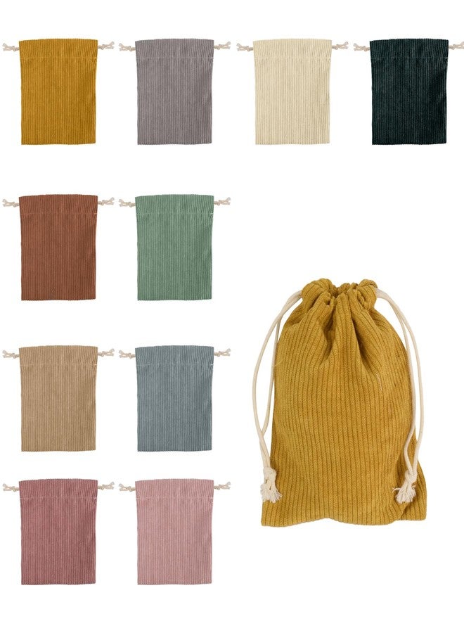 VIOCIWUO Mini Corduroy Drawstring Bag 10Pcs, Small Makeup Bag Portable Small Pocket Cosmetic Bag For Women Travel Storage Cosmetics Headphones Jewelry - Image 1