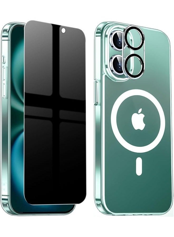ELTRAZONE Privacy Case for iPhone 16, Clear Magnetic iPhone 16 Case with Privacy Screen Protector & Camera Protector, Ultra Slim Shockproof TPU Bumper Hard PC Cover – Full Protection, Wireless Charging Compatible - Image 1