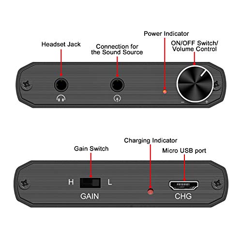 LVY Portable Headphone Amplifier 3.5mm Audio Rechargeable Two-Stage GAIN Switch HiFi Headphone Amplifier Compatible MP3/4, Phones, Computer and Various 3.5mm Audio Digital Devices - Image 2