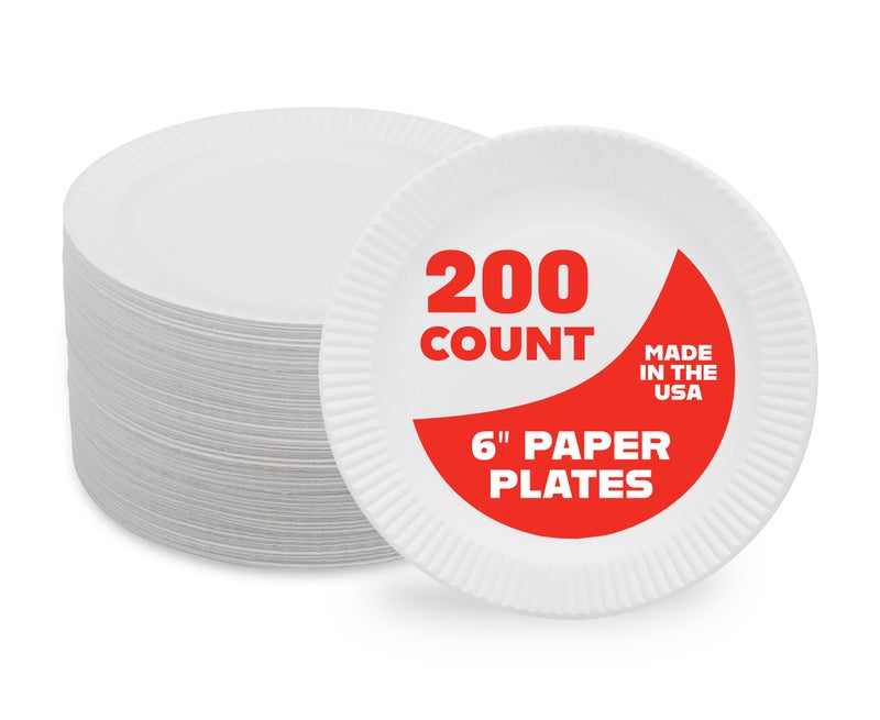 Hygloss Products Paper Plates - Uncoated White Plate - Use for Foodware  Events  Activities  Crafts Projects and More - Environmentally Friendly - Recyclable and Disposable - 6-Inches - 200 Pack - Image 1