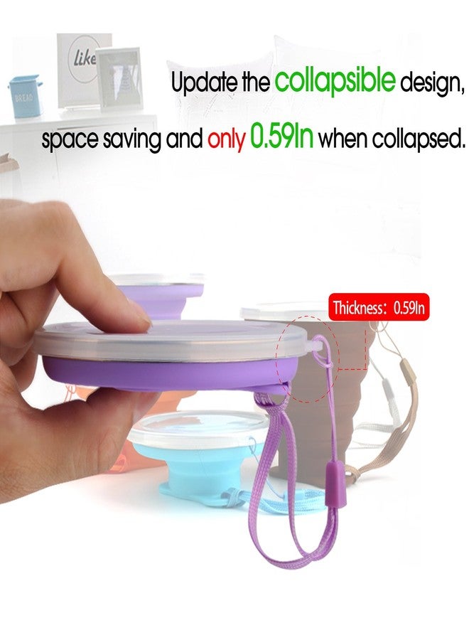 ME.FAN Silicone Collapsible Travel Cup - Silicone Folding Camping Cup with Lids - Expandable Drinking Cup Set - BPA Free, Portable, Graduated [270ml] - Image 3