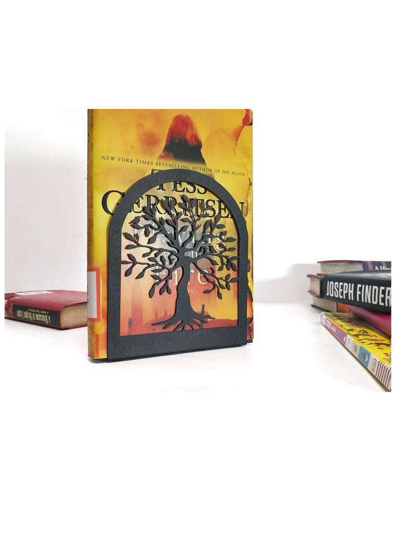 KASTWAVE Bookends, Heavy Duty Metal Bookends, Black Book Support, for Shelves, Anti Scratch, Non-Skid School Library Book Organizer, for Student Gift,1 Pair - Image 3