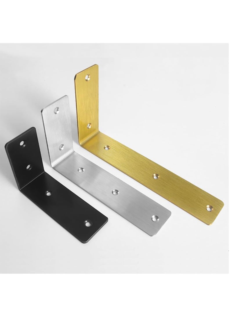 Shelf Brackets 5 inch - 2pcs L Shaped 90-Degree Right Angle Heavy Duty Corner Brace Joint Brackets for Table Bench Space Saving DIY - Black