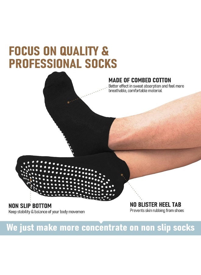 Non-Slip Grip Socks for Men and Women, Unisex Hospital Socks with Silicone Dots for Stability, Ideal for Pilates, Rehab, Nursing Homes, Trampoline, Martial Arts, 1 Pair, Black - Image 2