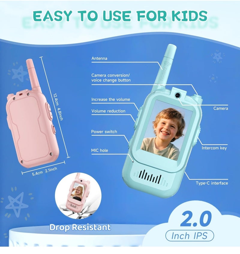 Kids Video Communicator Toy with Camera – Long Range Intercom Device for Children, Rechargeable Two-Way Voice & Video Toy Set - Image 5