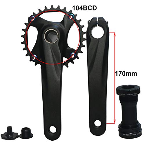 GANOPPER 30T MTB Crankset 1X Mountain Bike Crank Arm Set 170mm with 68mm 73mm BSA Bottom Bracket for MTB BMX Road Bicycle - Image 2
