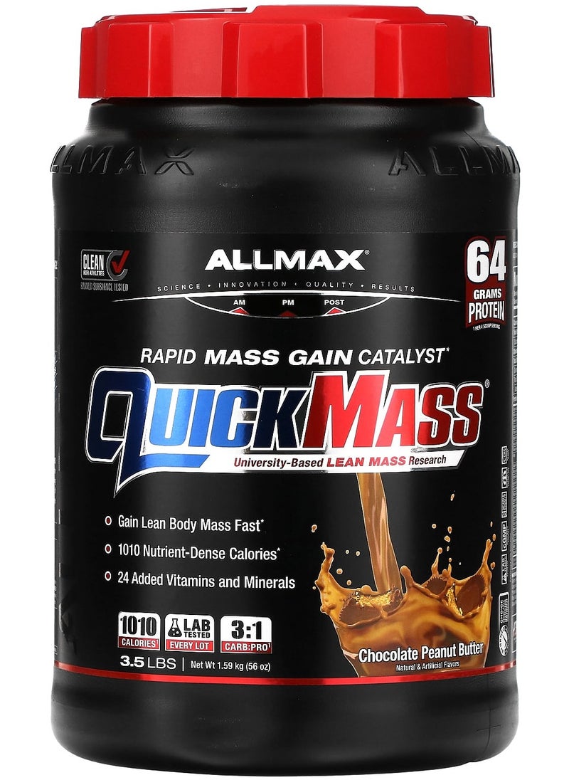 Allmax - QuickMass, Rapid Mass Gain Catalyst, Chocolate Peanut Butter, 3.5 lbs (1.59 kg) - Image 1