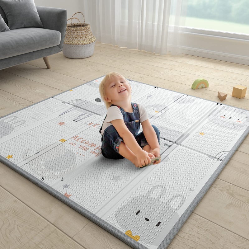 ZEEBABA Baby Play Mat, 47"x47" Foldable & Reversable Play Mat, 0.4" Thick Waterproof Foam Play Mat, Unicorn Baby Mat, Foam Play Mat for Babies and Toddlers for 47 inch Playpen - Image 1