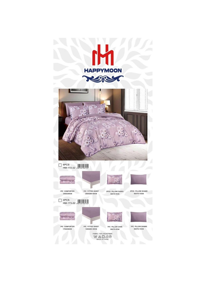 HAPPYMOON 4-Piece Oversized Single Comforter Bedding Set 230x170 cm, 350 GSM Comforter with Fitted Sheet, Pillow Shams & Pillowcases, Soft Printed Bedding Set - Image 2