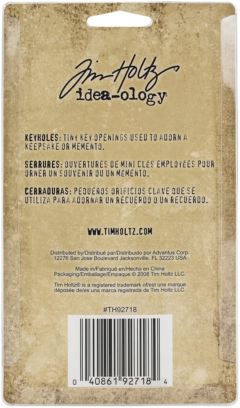 Tim Holtz فتحات مفاتيح معدنية من تيم هولتز إيديا-أولجي مع مسامير طويلة، 5 فتحات مفاتيح، 10 مسامير طويلة، أحجام متنوعة، تشطيبات عتيقة، TH92718، بني - Image 3