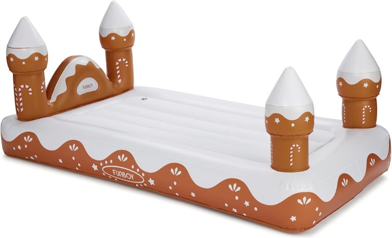 FUNBOY FUNBOY Kids Gingerbread House Holiday Sleepover Travel Bed  Air Mattress Perfect for Sleepovers Includes Carrying Storage Bag Twin - Image 1