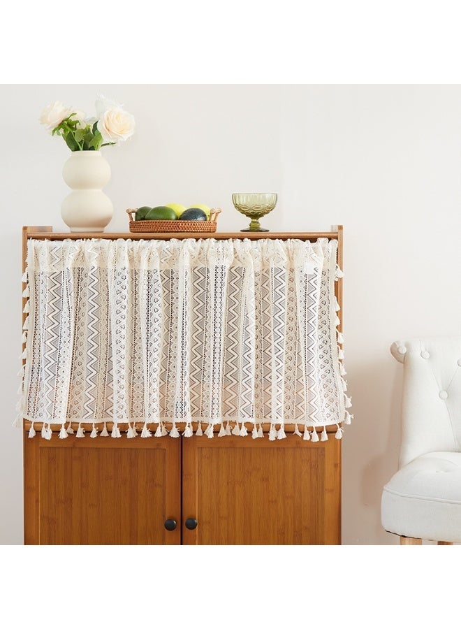Lace Cafe Valance Short Curtain Multiple Sizes Rodless Half Window Sheer Drape for Kitchen Small Bay Window Decor - Image 1