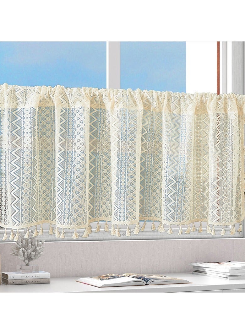 Lace Cafe Valance Short Curtain Multiple Sizes Rodless Half Window Sheer Drape for Kitchen Small Bay Window Decor - Image 3