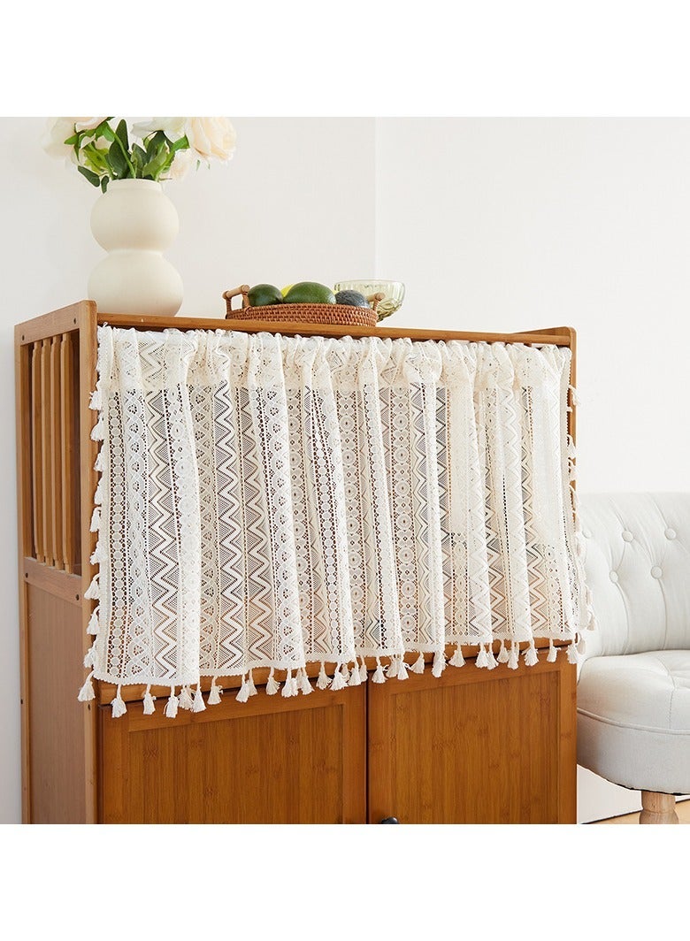 Lace Cafe Valance Short Curtain Multiple Sizes Rodless Half Window Sheer Drape for Kitchen Small Bay Window Decor - Image 2