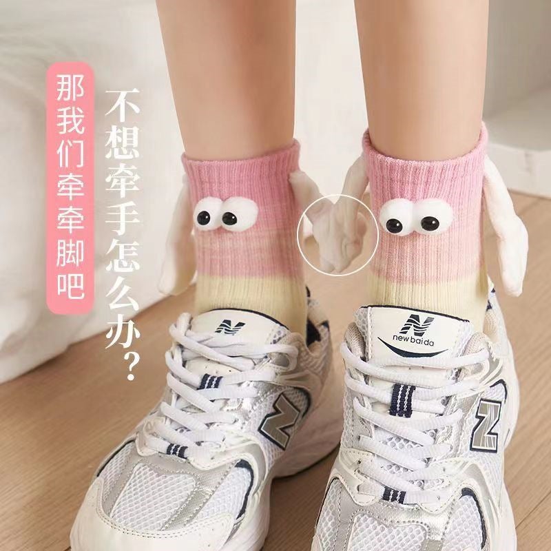 2025 Dopamine Socks For Women Holding Hands High-Looking Socks For Women Personalized Magnetic Holding Hands Red Socks For Couples - Image 4