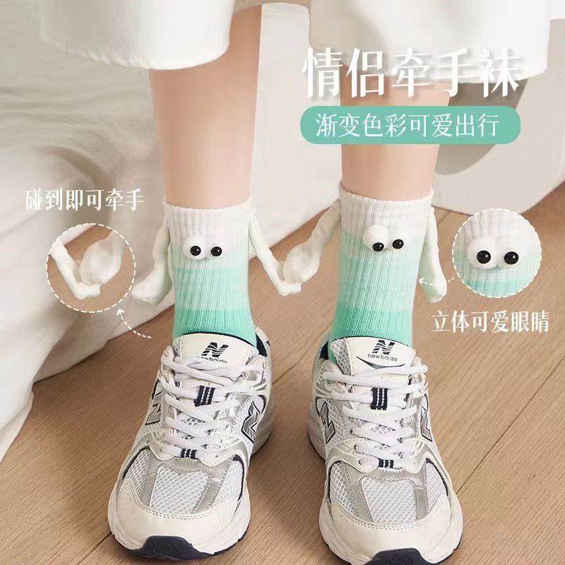2025 Dopamine Socks For Women Holding Hands High-Looking Socks For Women Personalized Magnetic Holding Hands Red Socks For Couples - Image 3
