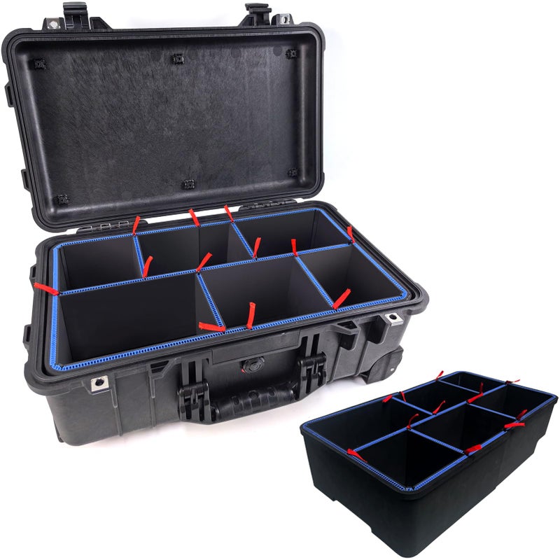 LAFENLIN UPGRADE DIY Divider System for Pelican 1510 [Organize Securely, Customize Instantly], Professional U-Clip & Red Pull Tab Dividers for Camera, Tactical, Medical, Tool Gear - Case Not Included - Image 1