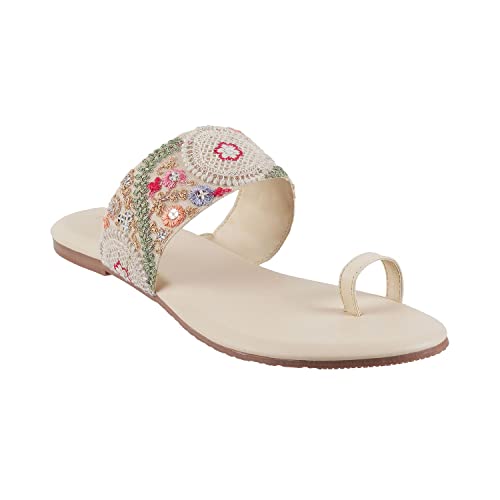 Metro Women Beige Flat Sandal UK/4 EU/37 (32-1702) - Image 2