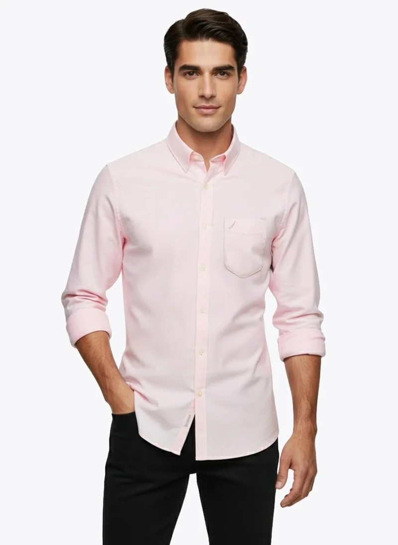 نوتيكا Men's Solid Long Sleeve Oxford Shirt